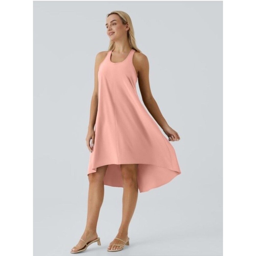 Halara Breezeful Racer Pockets High Low Flowy Midi Dress Women’s Size Small NWT
